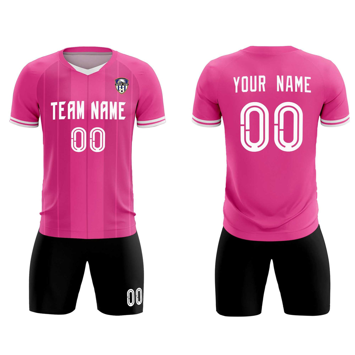 Custom Pink Classic Striped Personalized Football Kit Jersey
