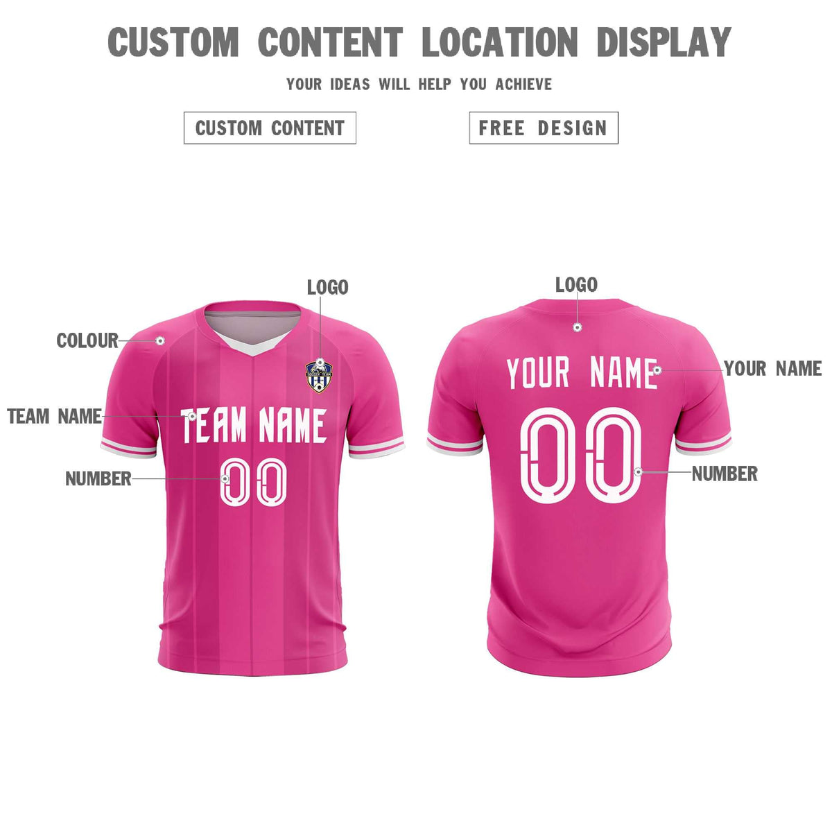 Custom Pink Classic Striped Personalized Football Kit Jersey
