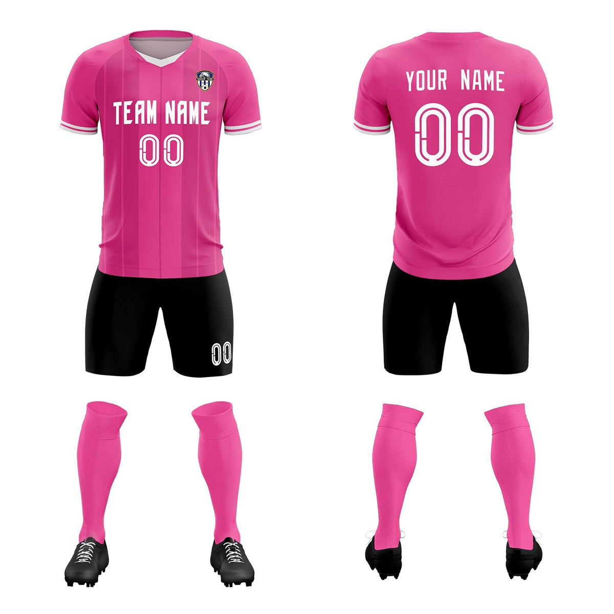 Custom Pink Classic Striped Personalized Soccer Tops/Sets Jersey