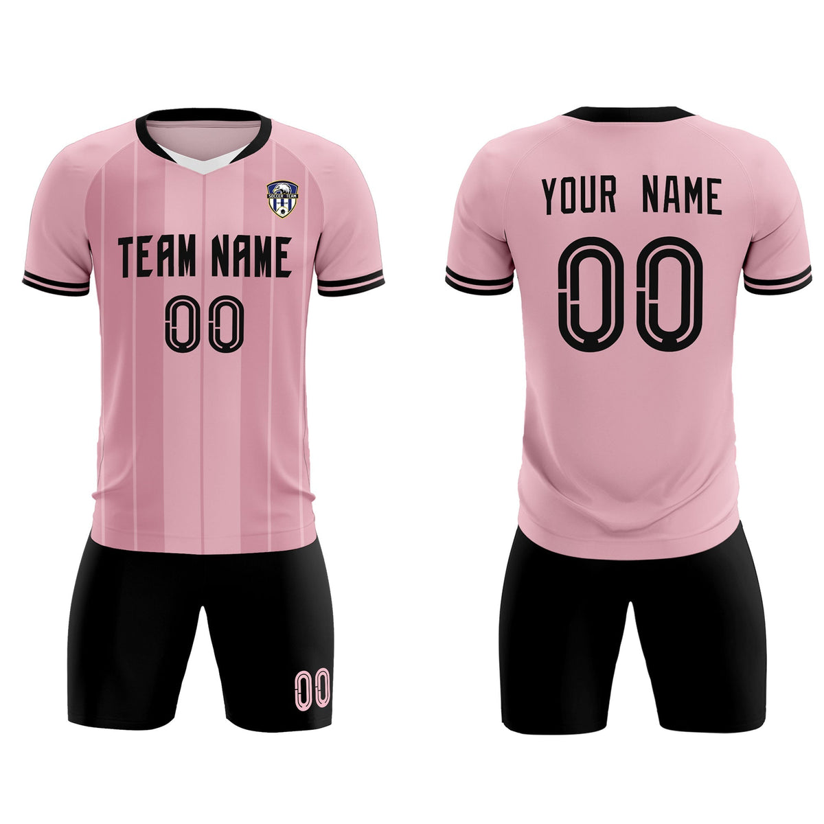 Custom Light Pink Classic Striped Personalized Soccer Tops/Sets Jersey