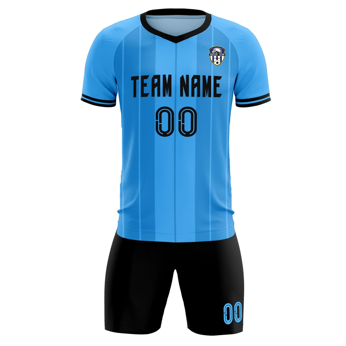 Custom Powder Blue Classic Striped Personalized Soccer Tops/Sets Jersey