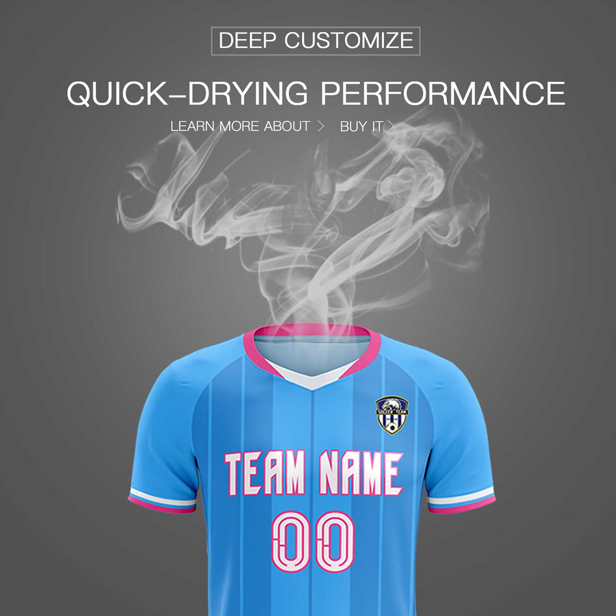 Custom Powder Blue Classic Striped Personalized Soccer Kit Jersey
