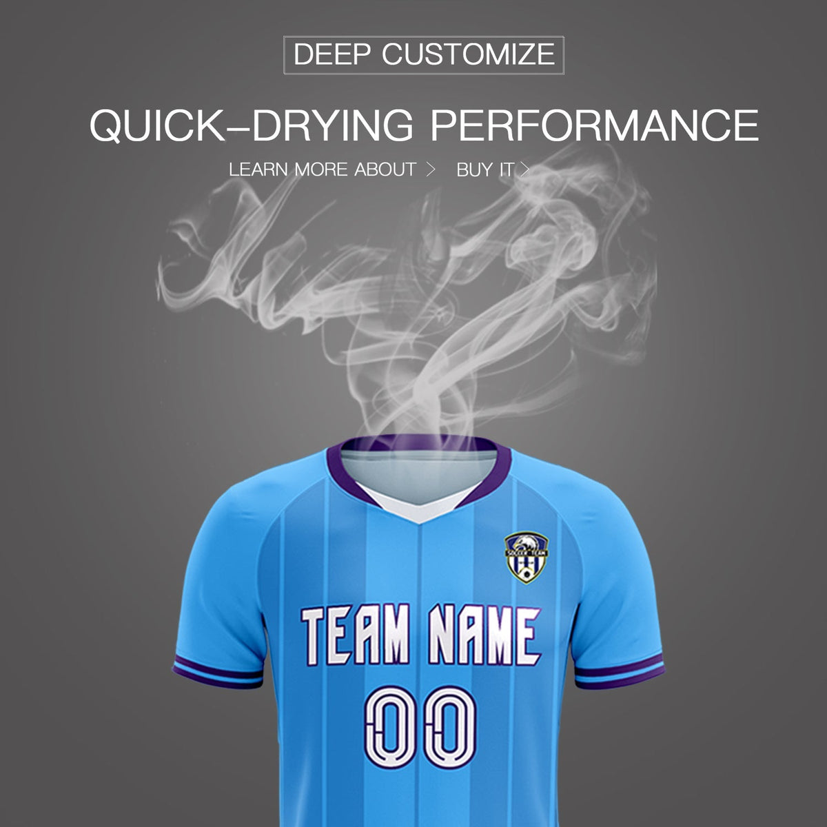Custom Powder Blue Classic Striped Personalized Soccer Kit Jersey