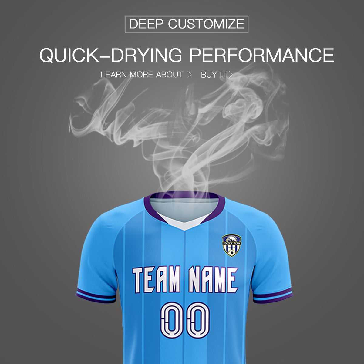 Custom Powder Blue Classic Striped Personalized Soccer Kit Jersey