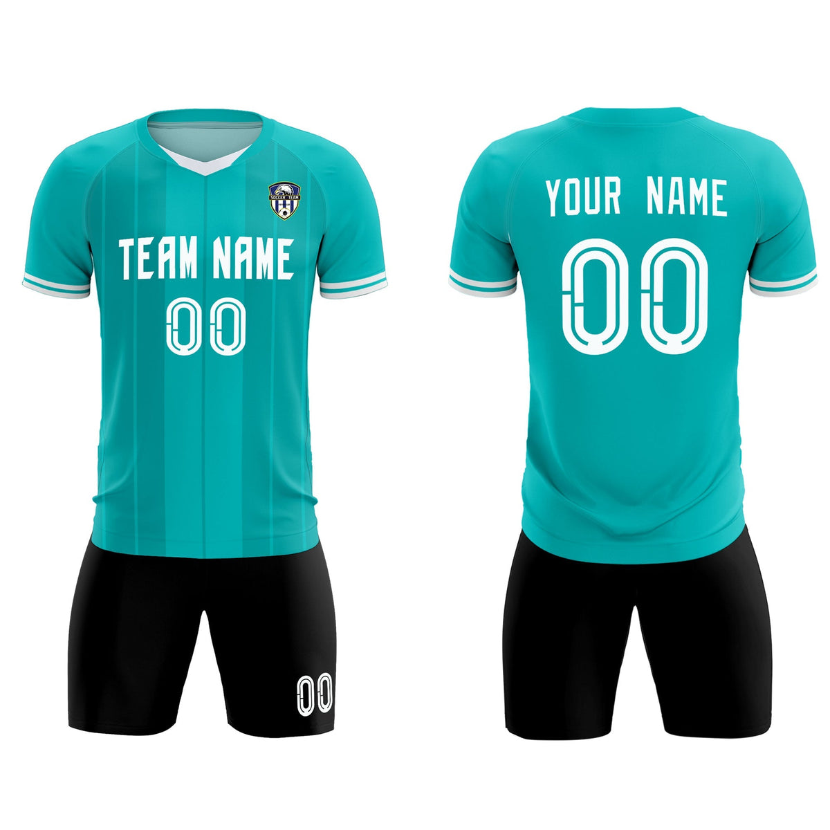 Custom Green Classic Striped Personalized Soccer Kit Jersey
