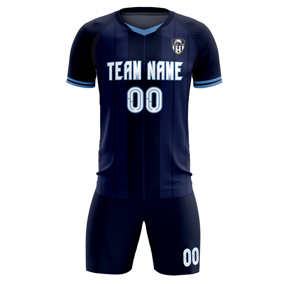 Custom Navy Classic Striped Personalized Soccer Kit Jersey