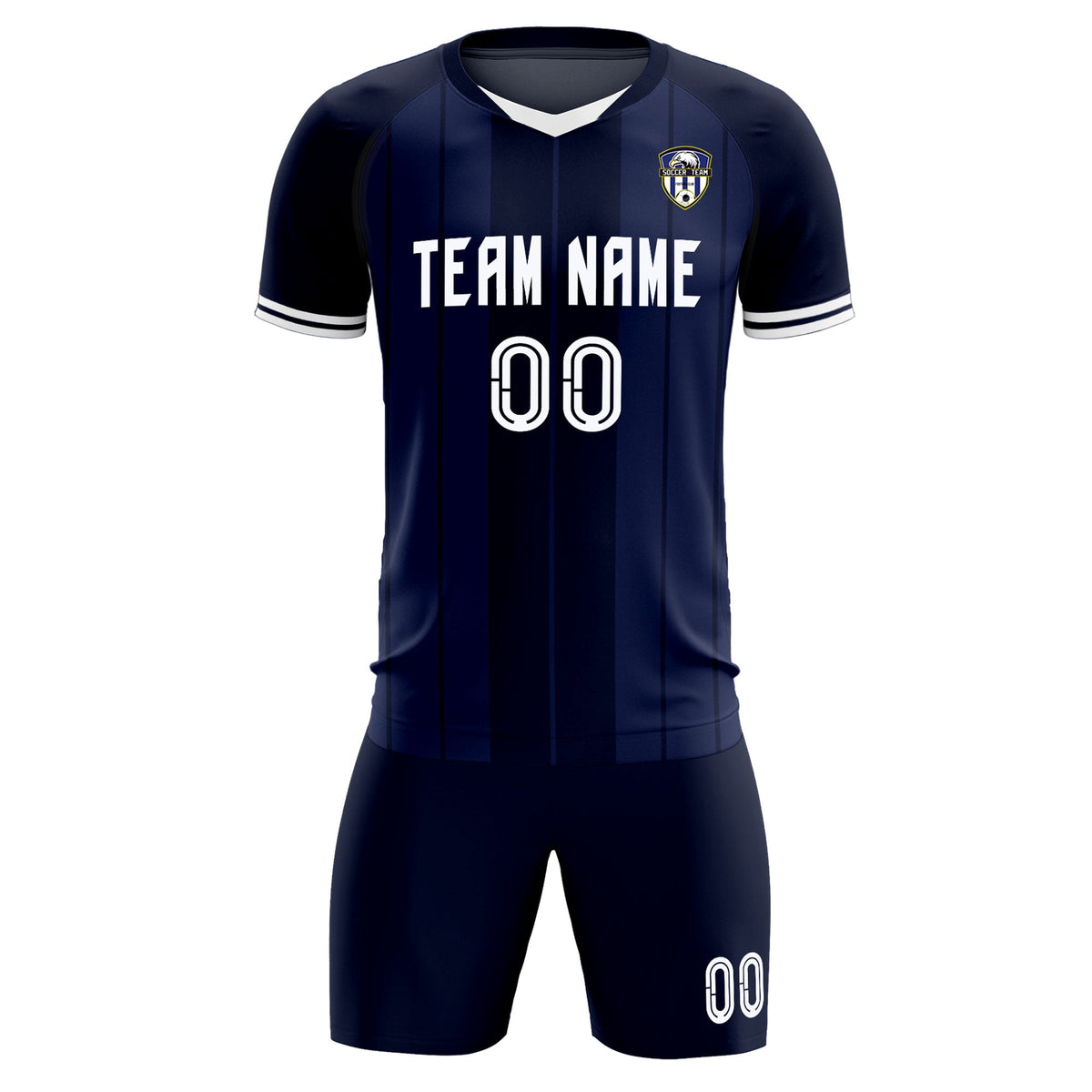 Custom Navy Classic Striped Personalized Soccer Kit Jersey