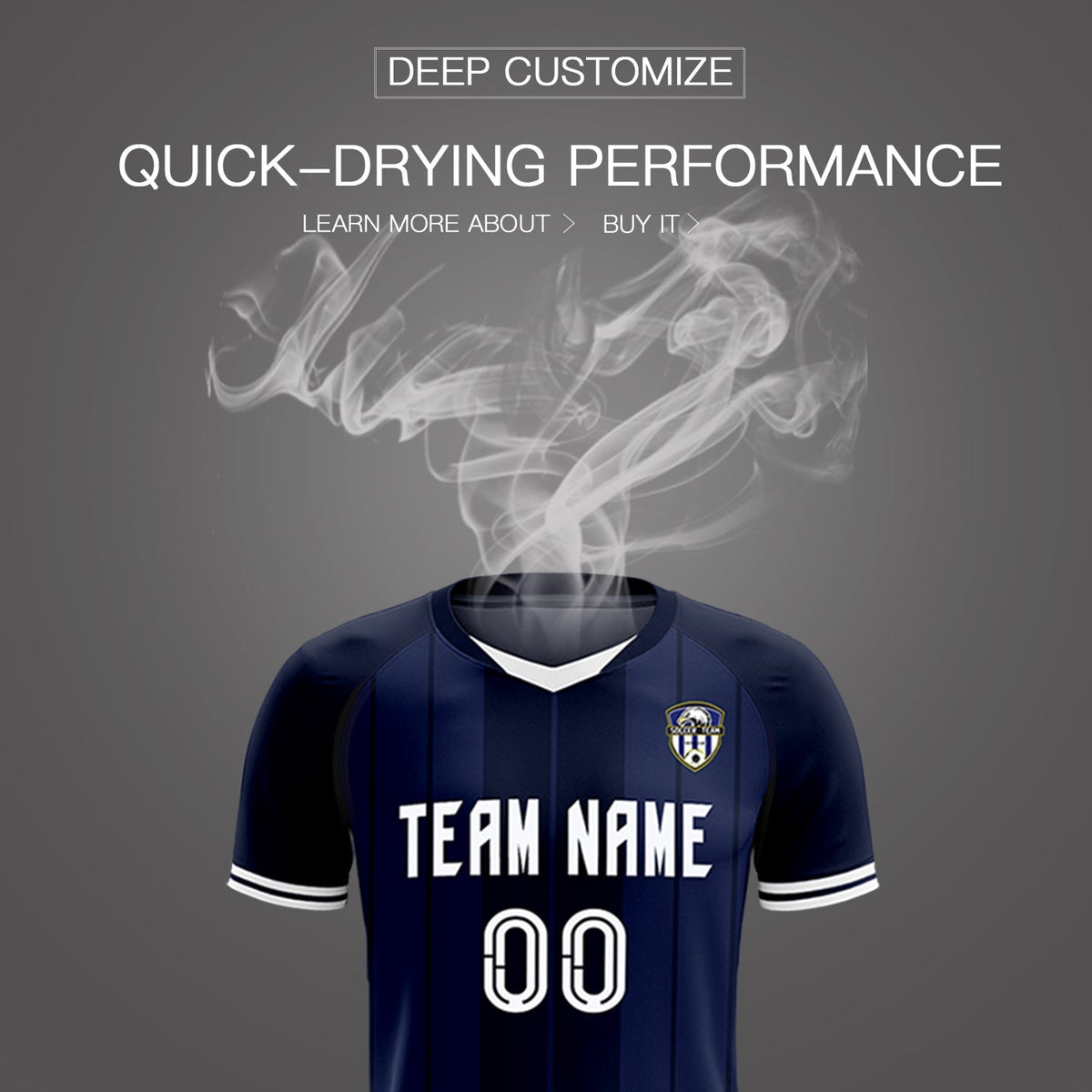 Custom Navy Classic Striped Personalized Soccer Kit Jersey
