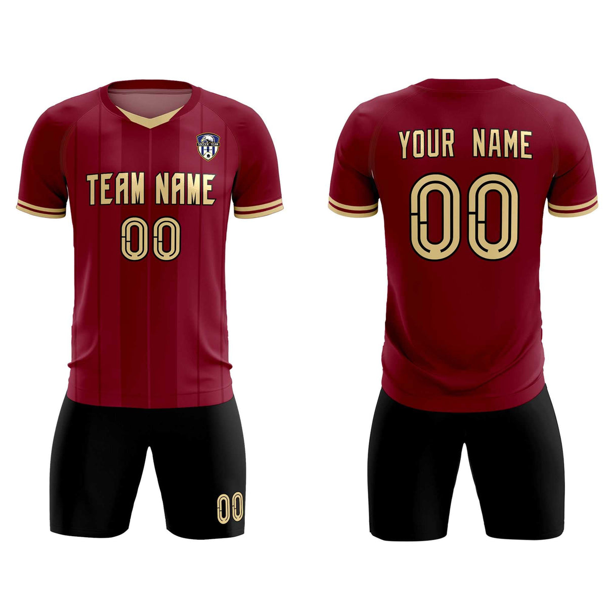 Custom Crimson Classic Striped Personalized Soccer Tops/Sets Jersey
