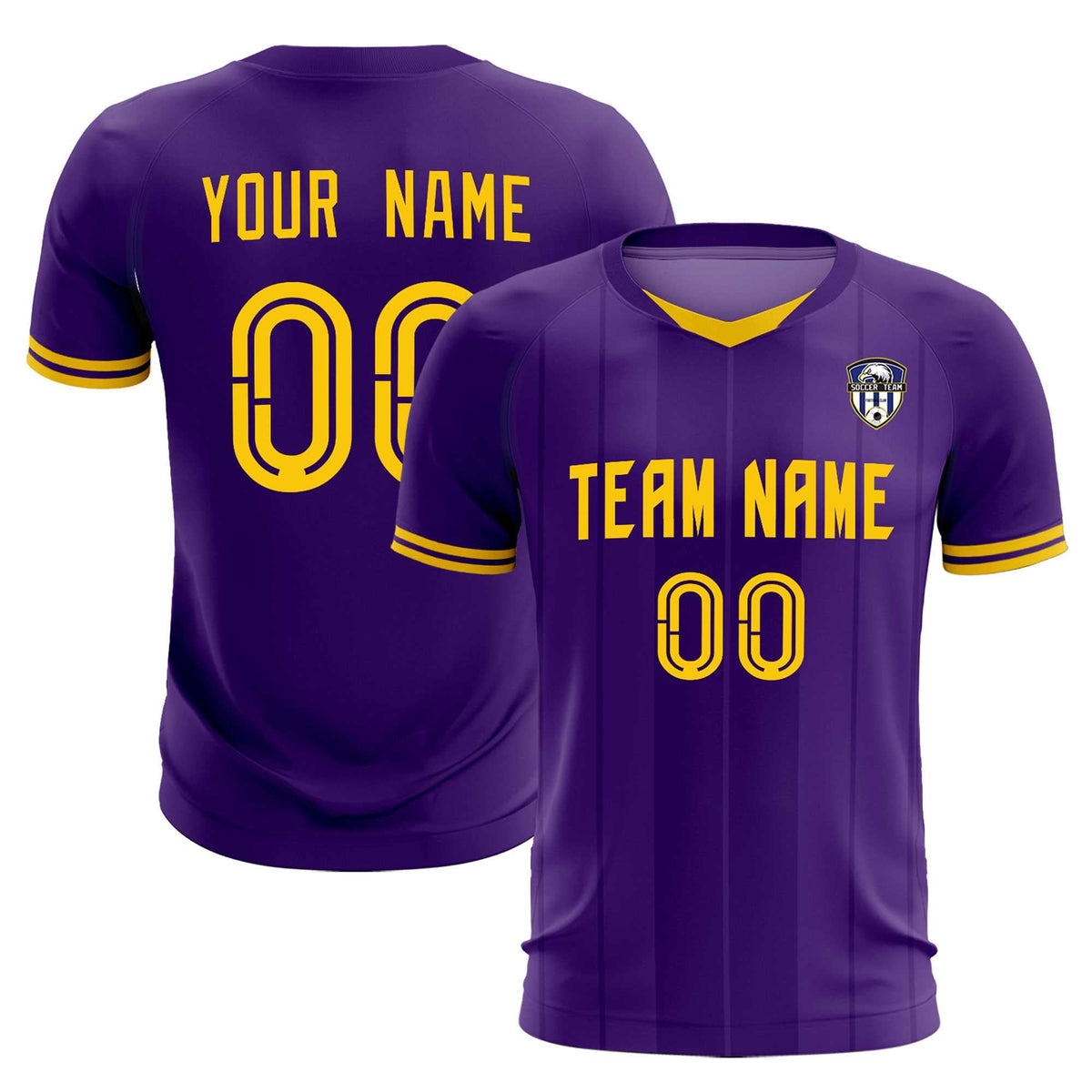 Custom Purple Classic Striped Personalized Soccer Kit Jersey