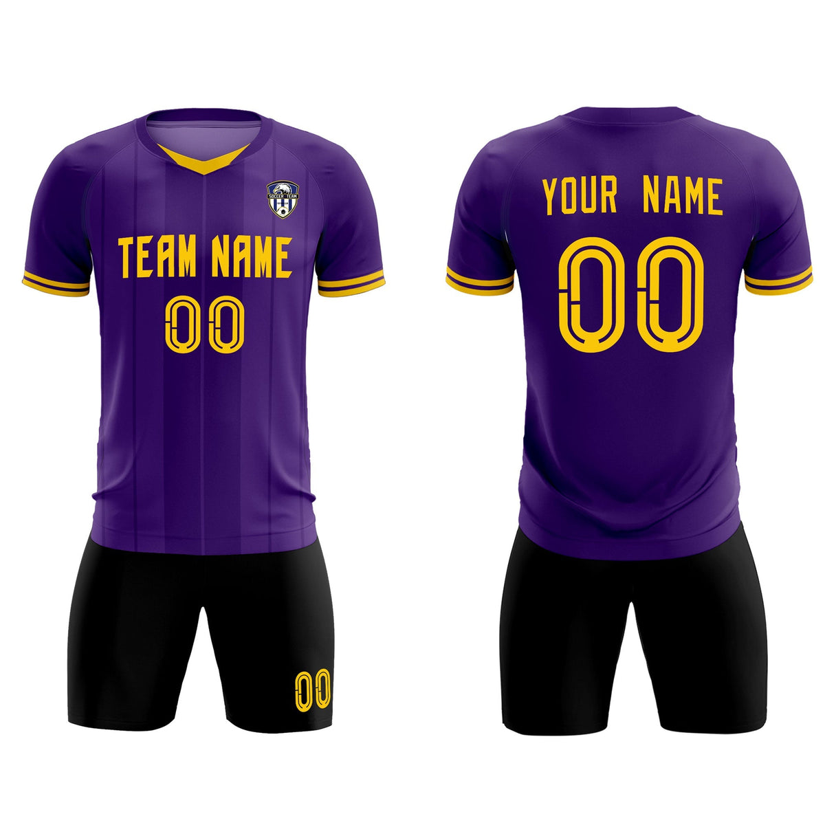 Custom Purple Classic Striped Personalized Soccer Kit Jersey