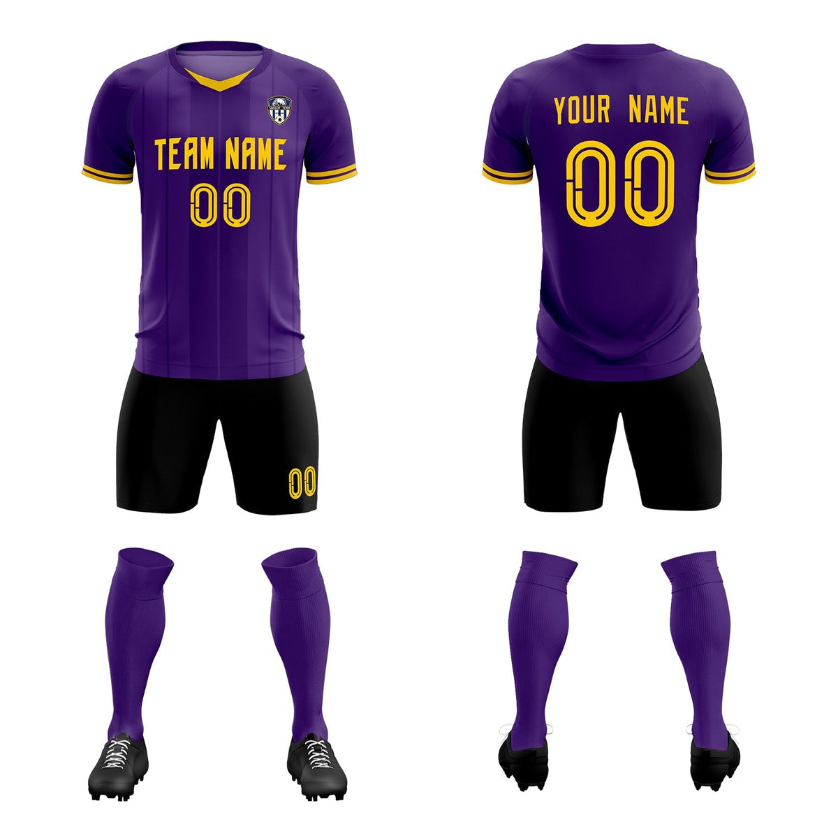 Custom Purple Classic Striped Personalized Soccer Kit Jersey