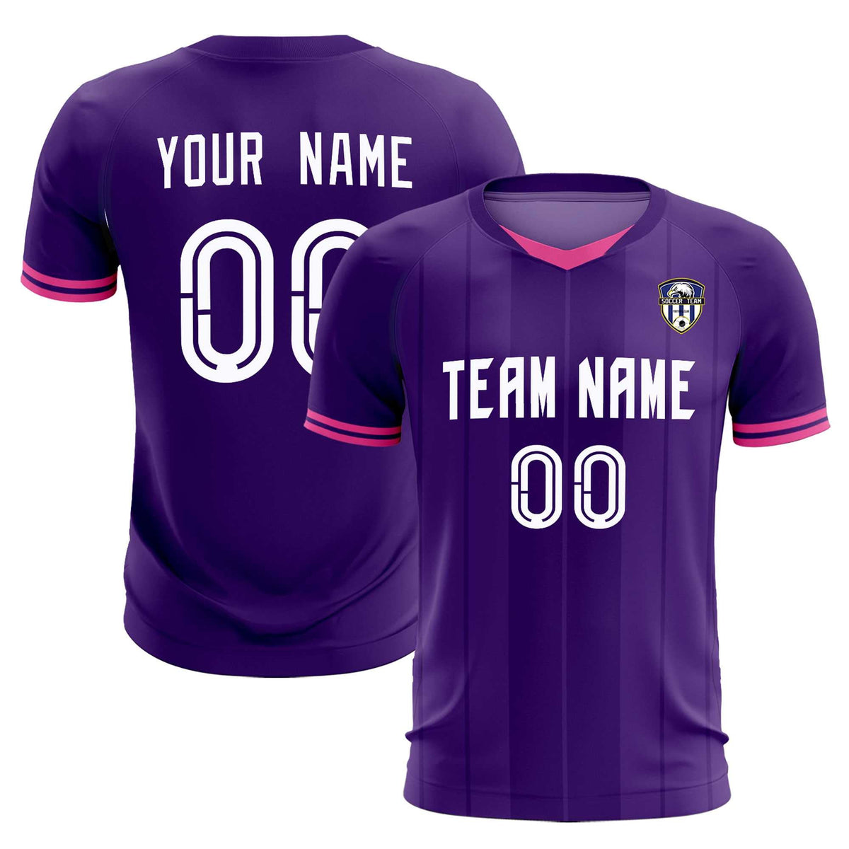 Custom Purple Classic Striped Personalized Soccer Kit Jersey