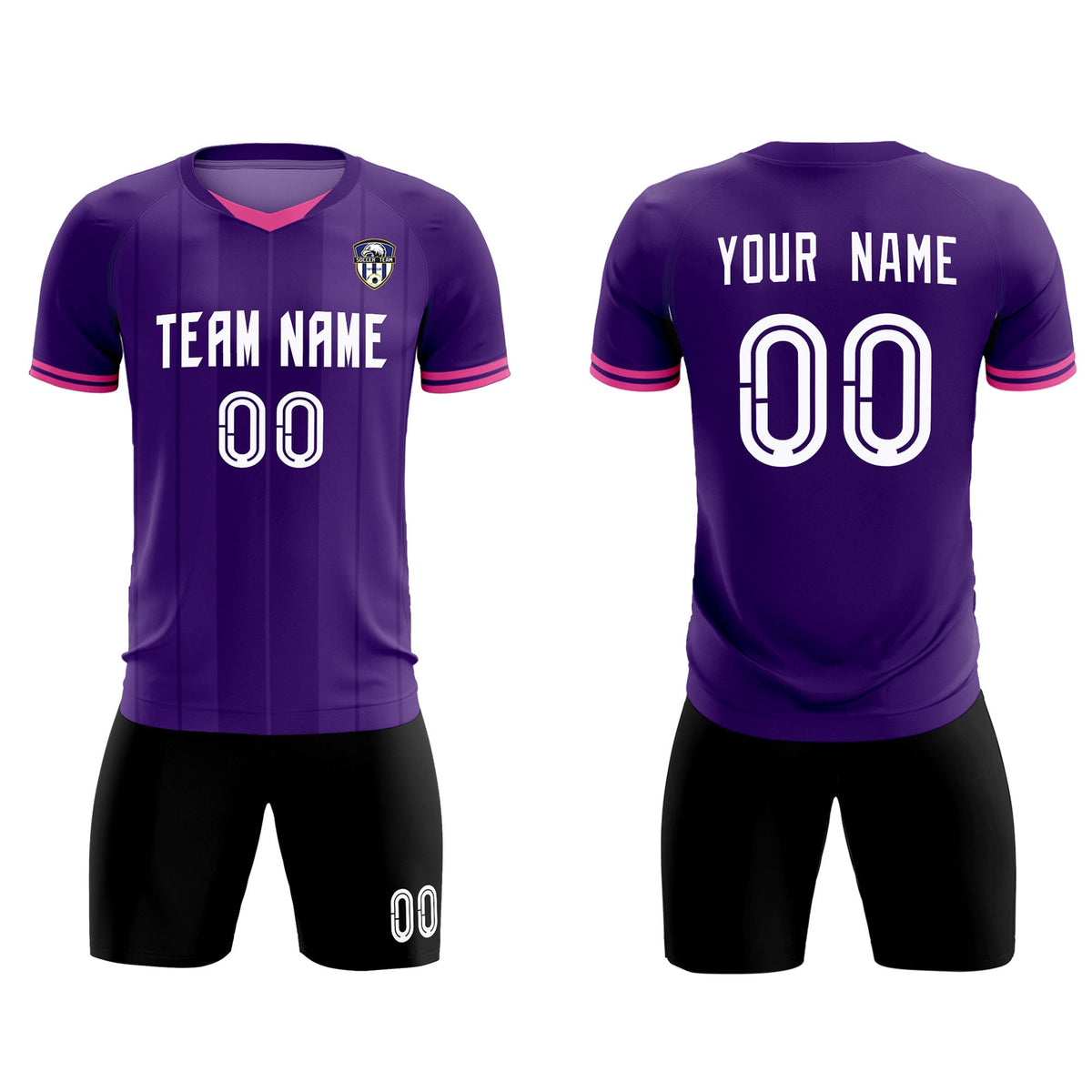 Custom Purple Classic Striped Personalized Soccer Kit Jersey