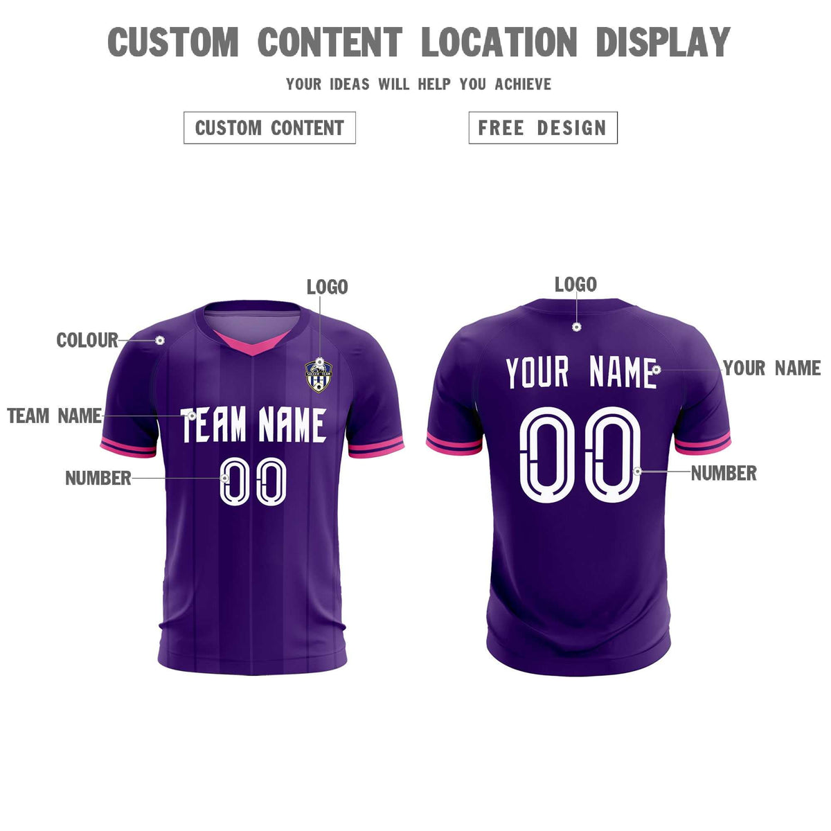 Custom Purple Classic Striped Personalized Soccer Kit Jersey