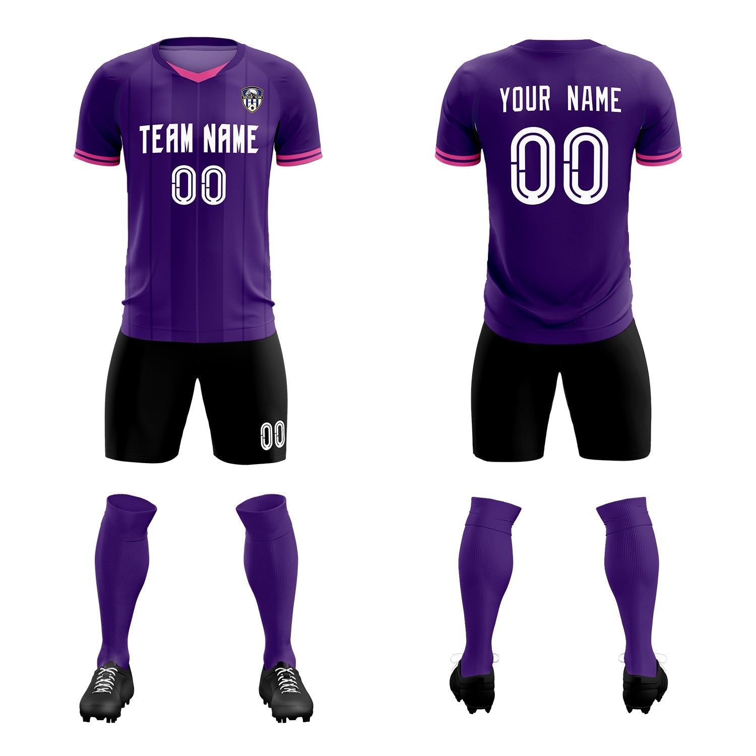 Custom Purple Classic Striped Personalized Soccer Tops/Sets Jersey