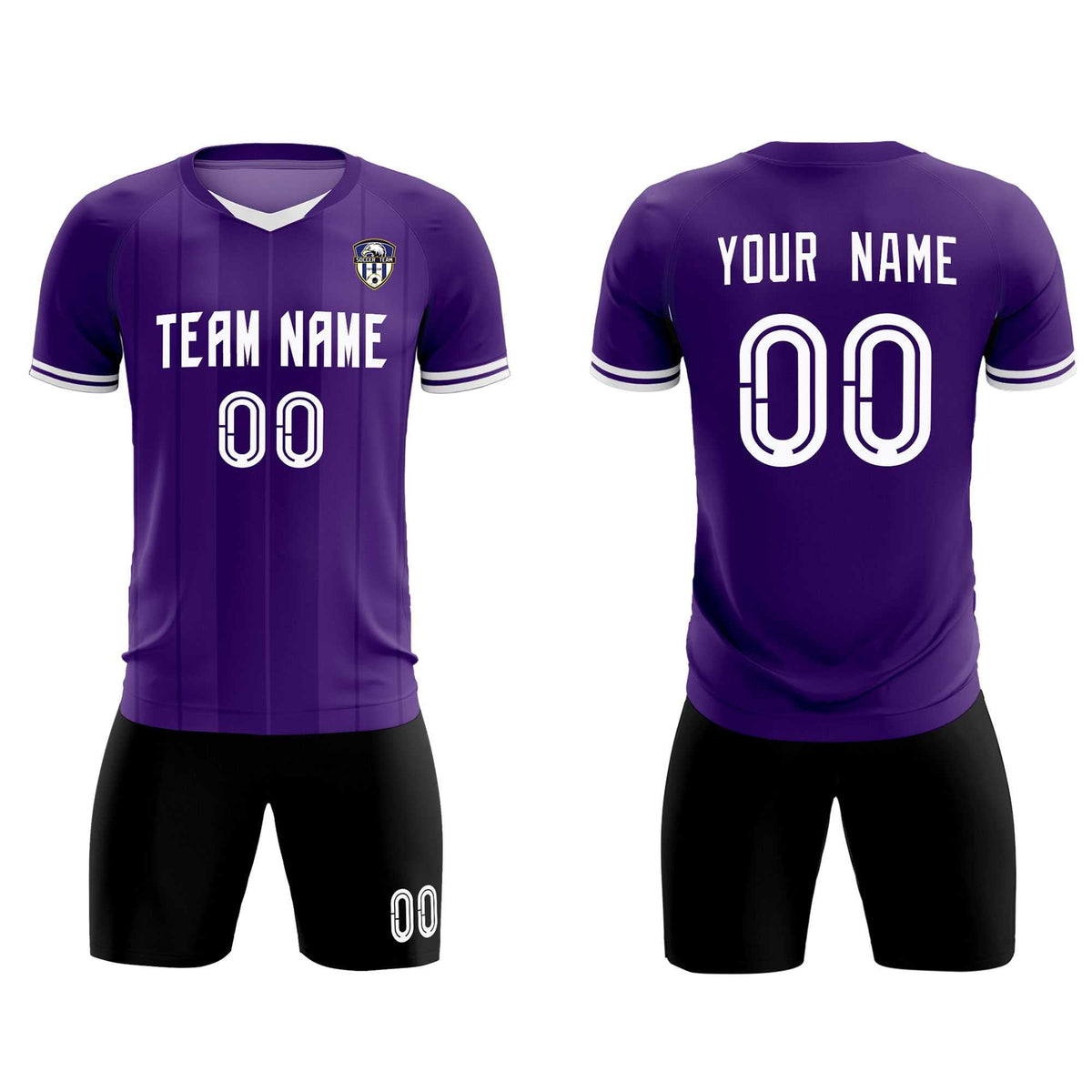 Custom Purple Classic Striped Personalized Soccer Kit Jersey