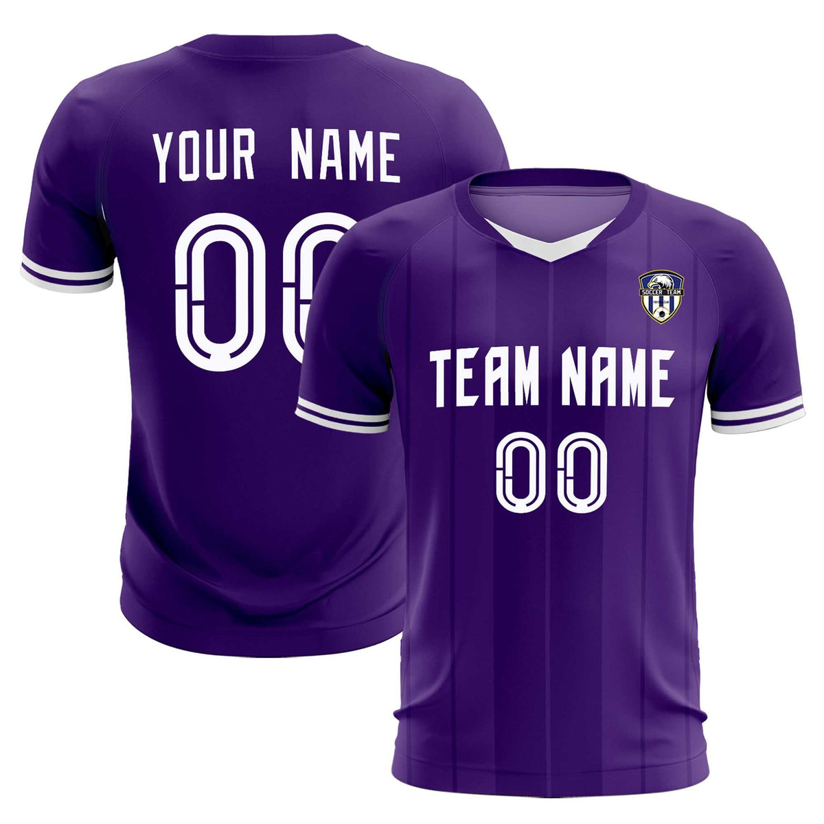 Custom Purple Classic Striped Personalized Soccer Kit Jersey