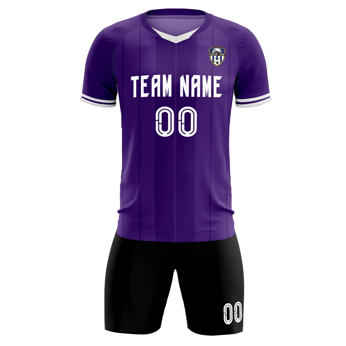 Custom Purple Classic Striped Personalized Soccer Kit Jersey