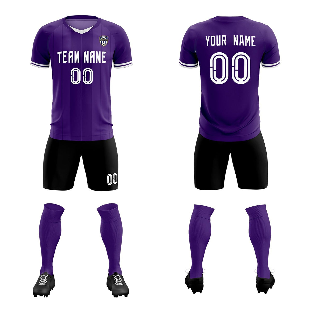 Custom Purple Classic Striped Personalized Soccer Kit Jersey