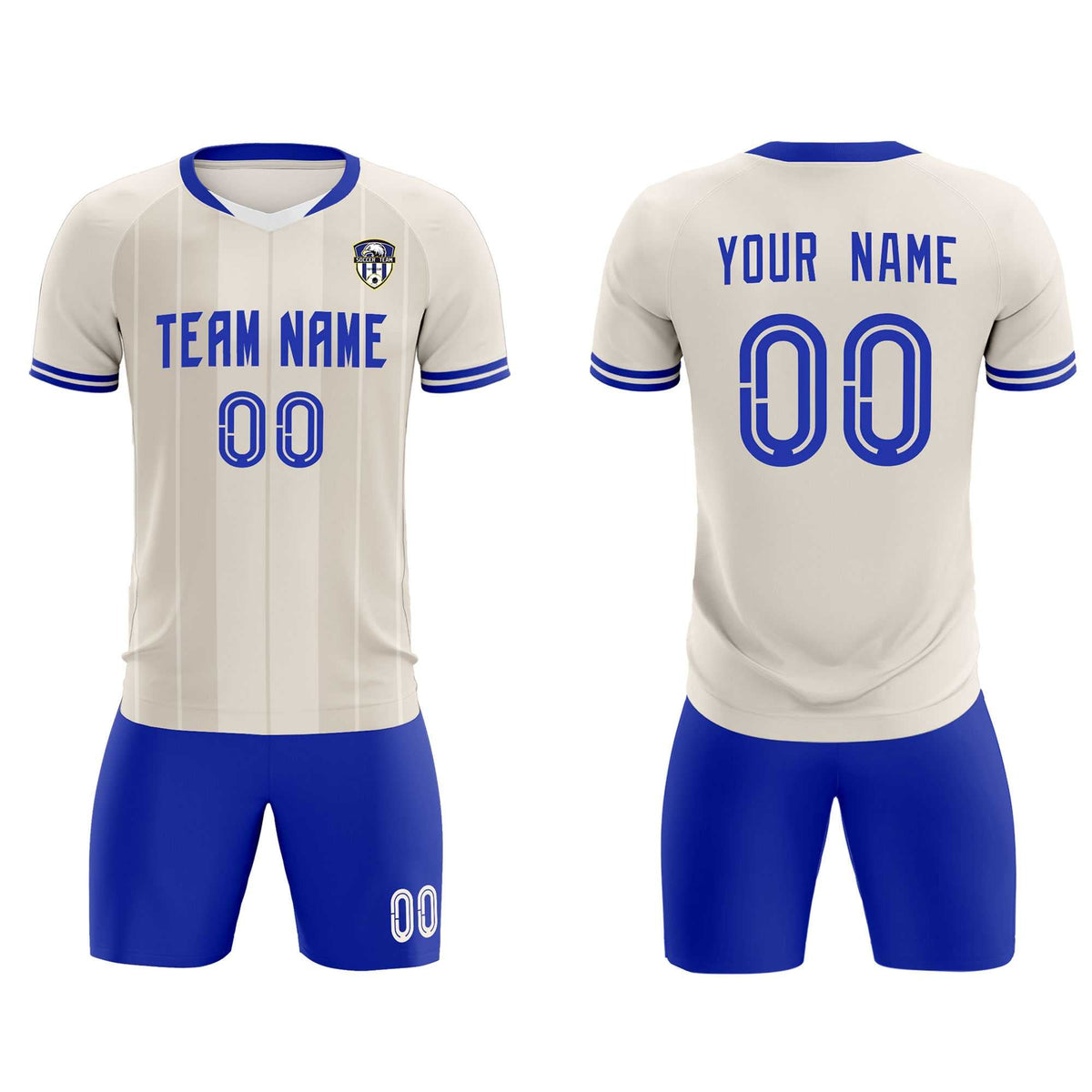 Custom Cream Classic Striped Personalized Soccer Tops/Sets Jersey