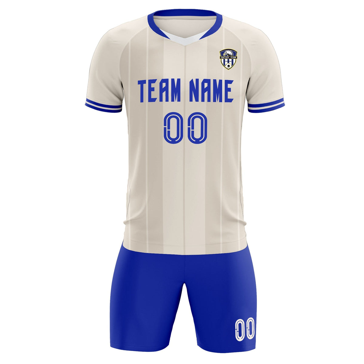 Custom Cream Classic Striped Personalized Soccer Tops/Sets Jersey