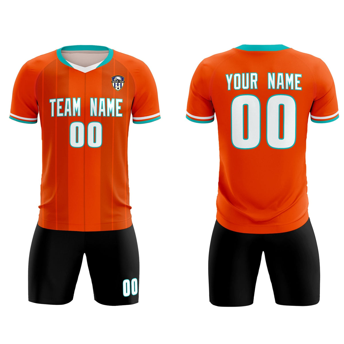 Custom Orange Classic Striped Personalized Soccer Tops/Sets Jersey