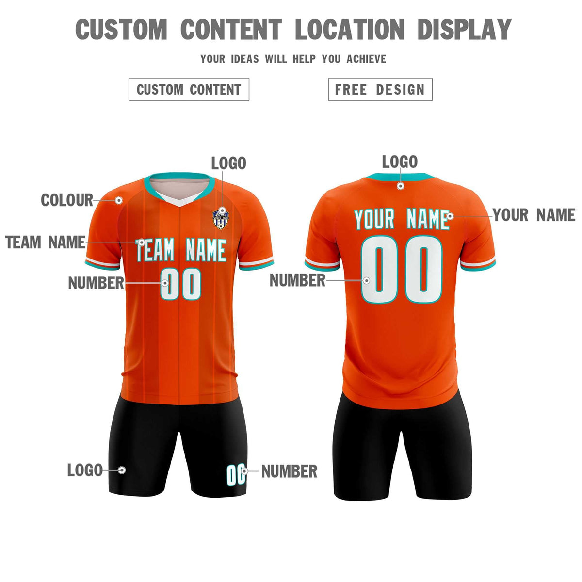 Custom Orange Classic Striped Personalized Soccer Tops/Sets Jersey