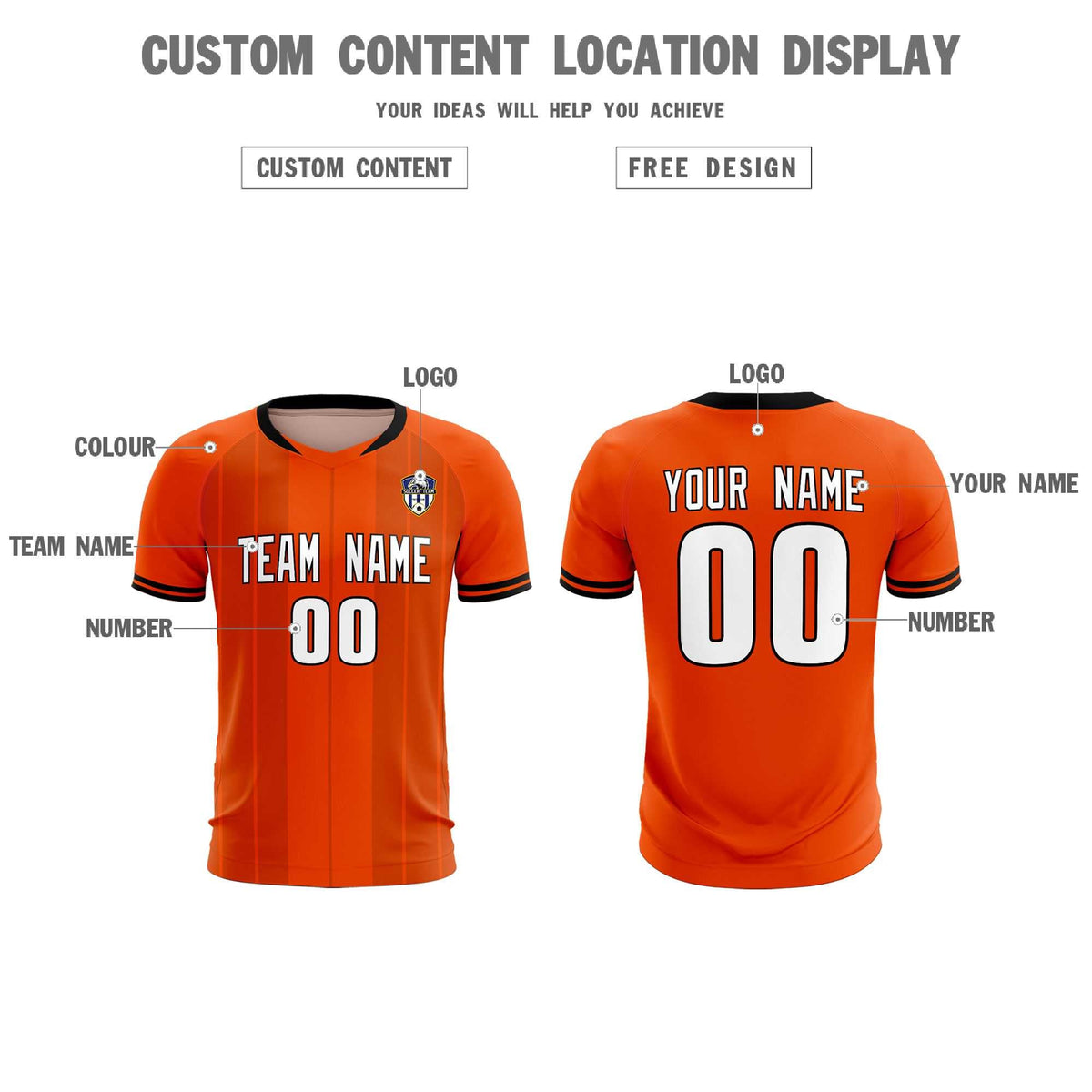 Custom Orange Classic Striped Personalized Football Kit Jersey