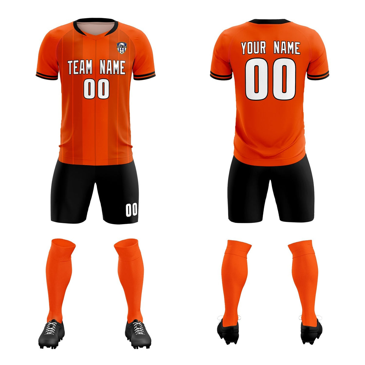 Custom Orange Classic Striped Personalized Football Kit Jersey