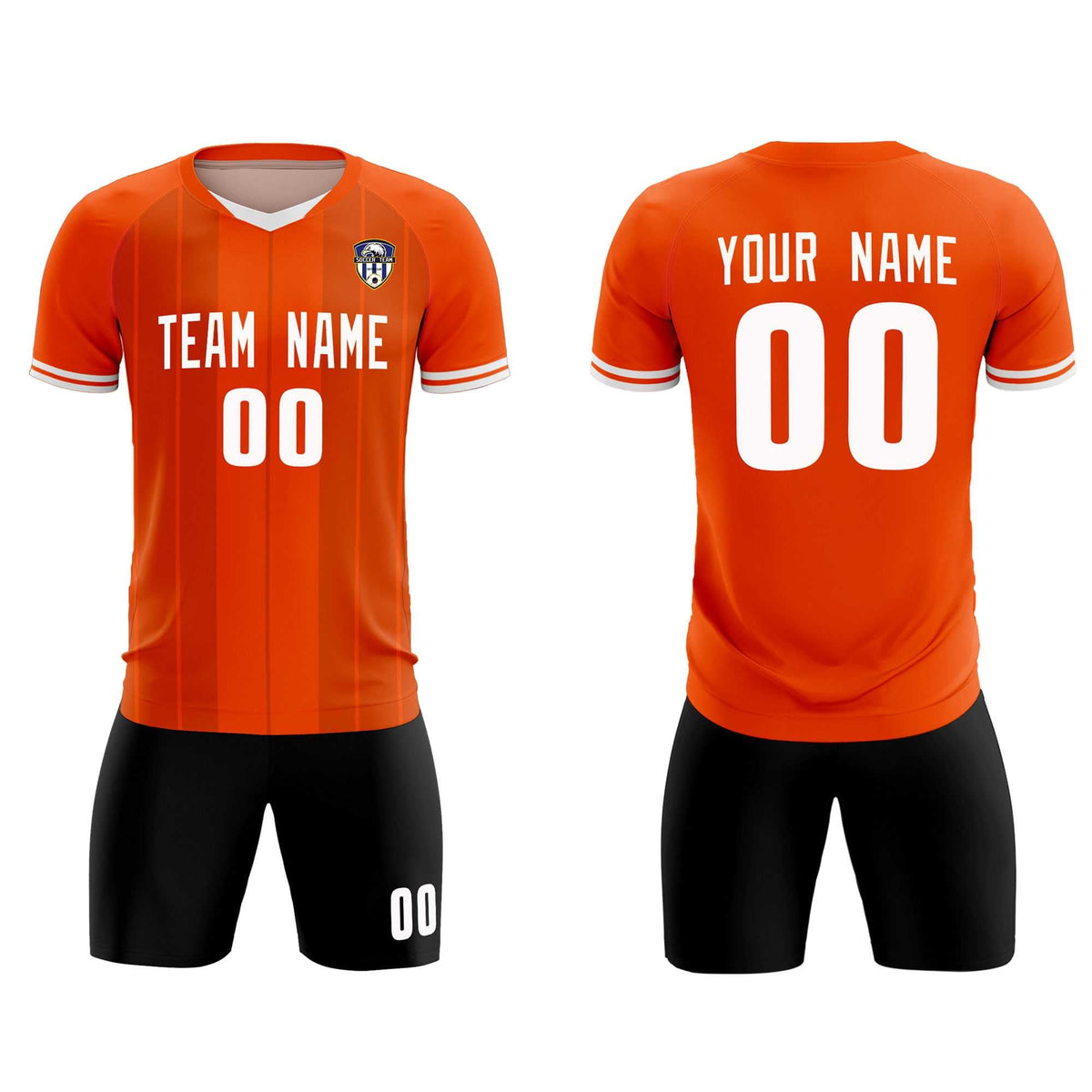 Custom Orange Classic Striped Personalized Football Kit Jersey