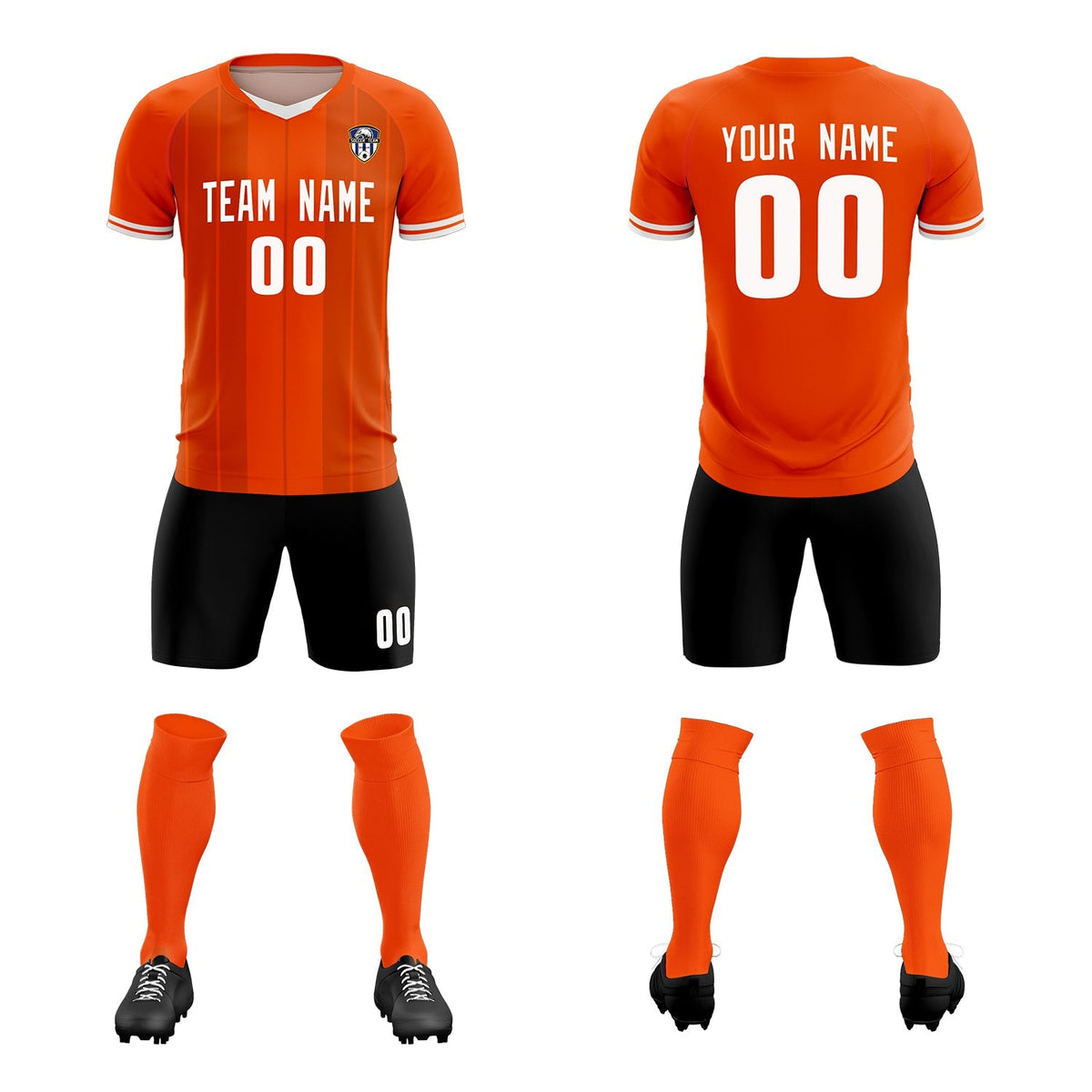 Custom Orange Classic Striped Personalized Football Kit Jersey