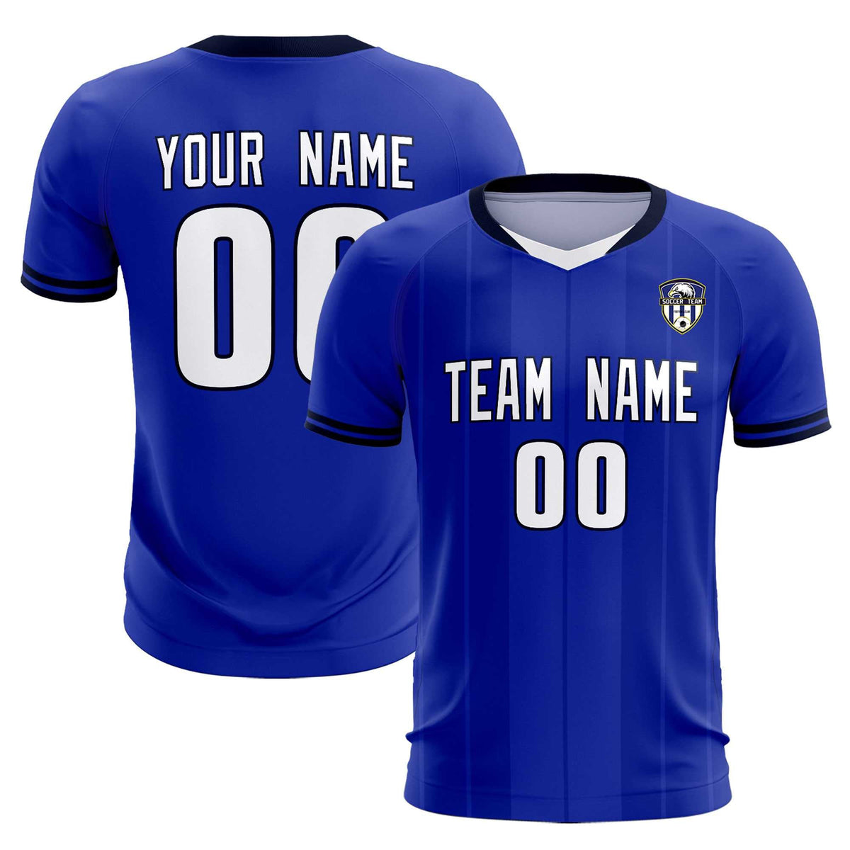 Custom Royal Classic Striped Personalized Soccer Tops/Sets Jersey