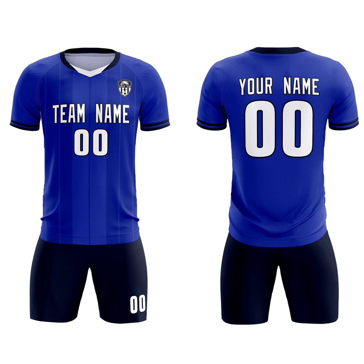 Custom Royal Classic Striped Personalized Soccer Tops/Sets Jersey