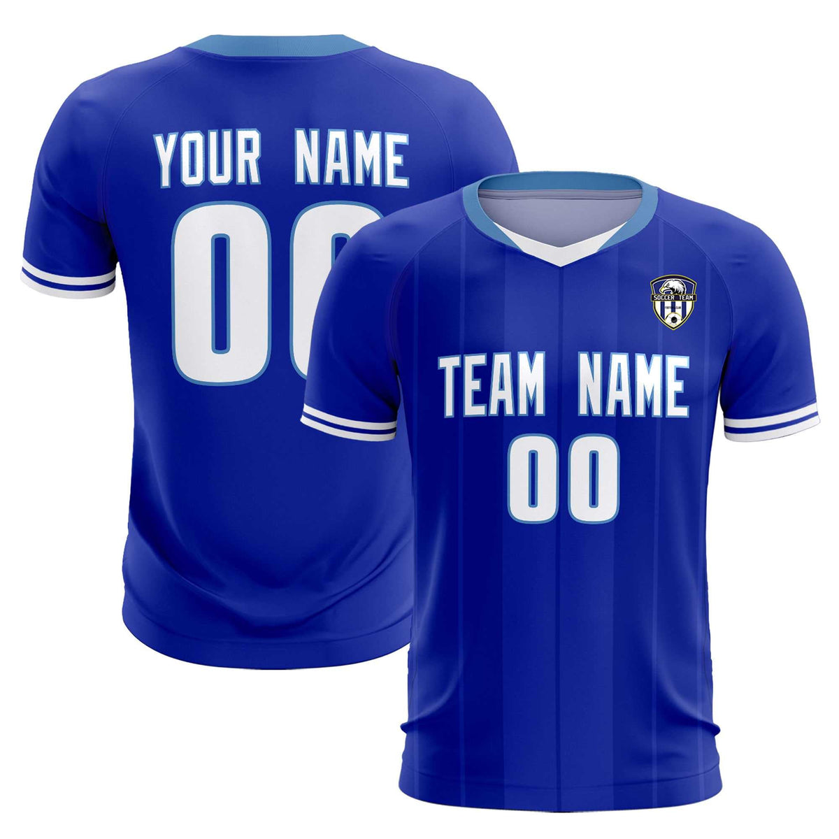 Custom Royal Classic Striped Personalized Soccer Tops/Sets Jersey