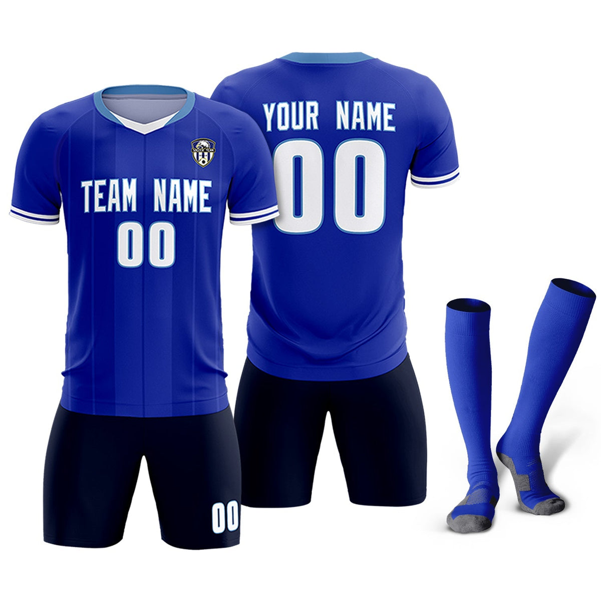 Custom Royal Classic Striped Personalized Soccer Tops/Sets Jersey