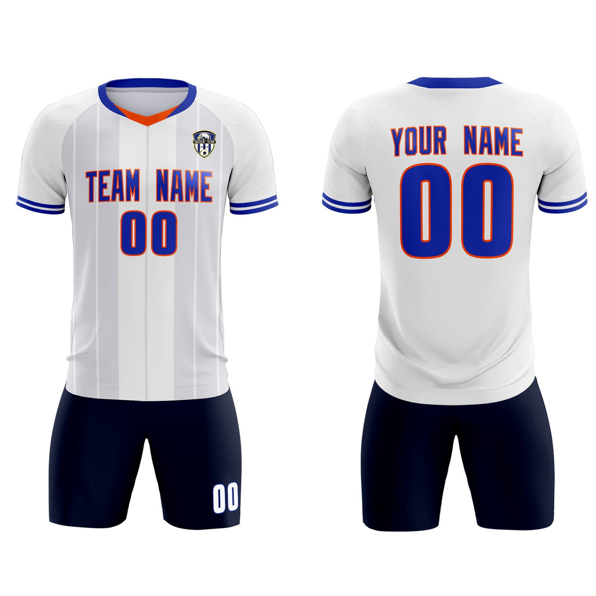 Custom White Classic Striped Personalized Soccer Tops/Sets Jersey