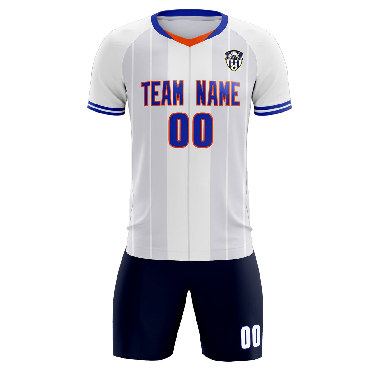 Custom White Classic Striped Personalized Soccer Tops/Sets Jersey