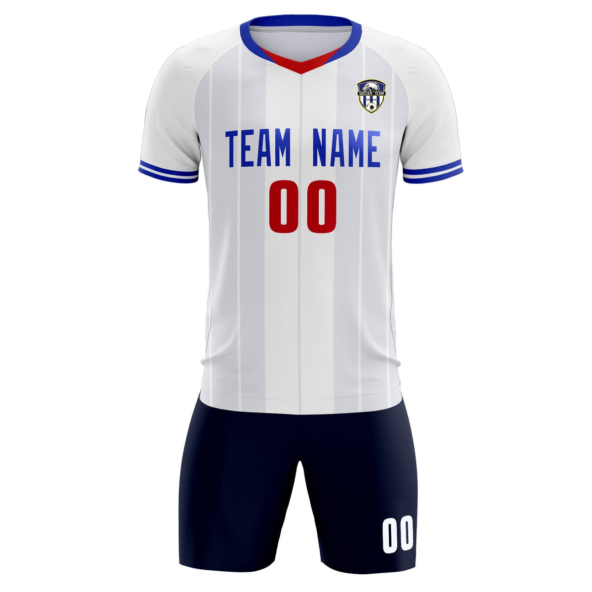 Custom White Classic Striped Personalized Soccer Tops/Sets Jersey