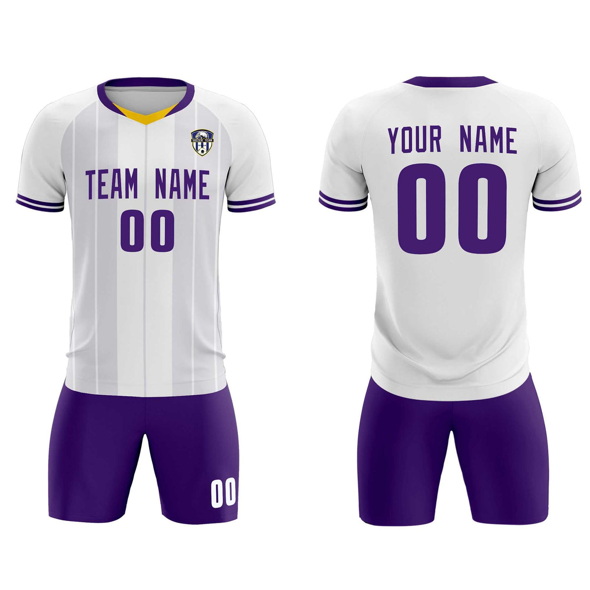 Custom White Classic Striped Personalized Soccer Tops/Sets Jersey