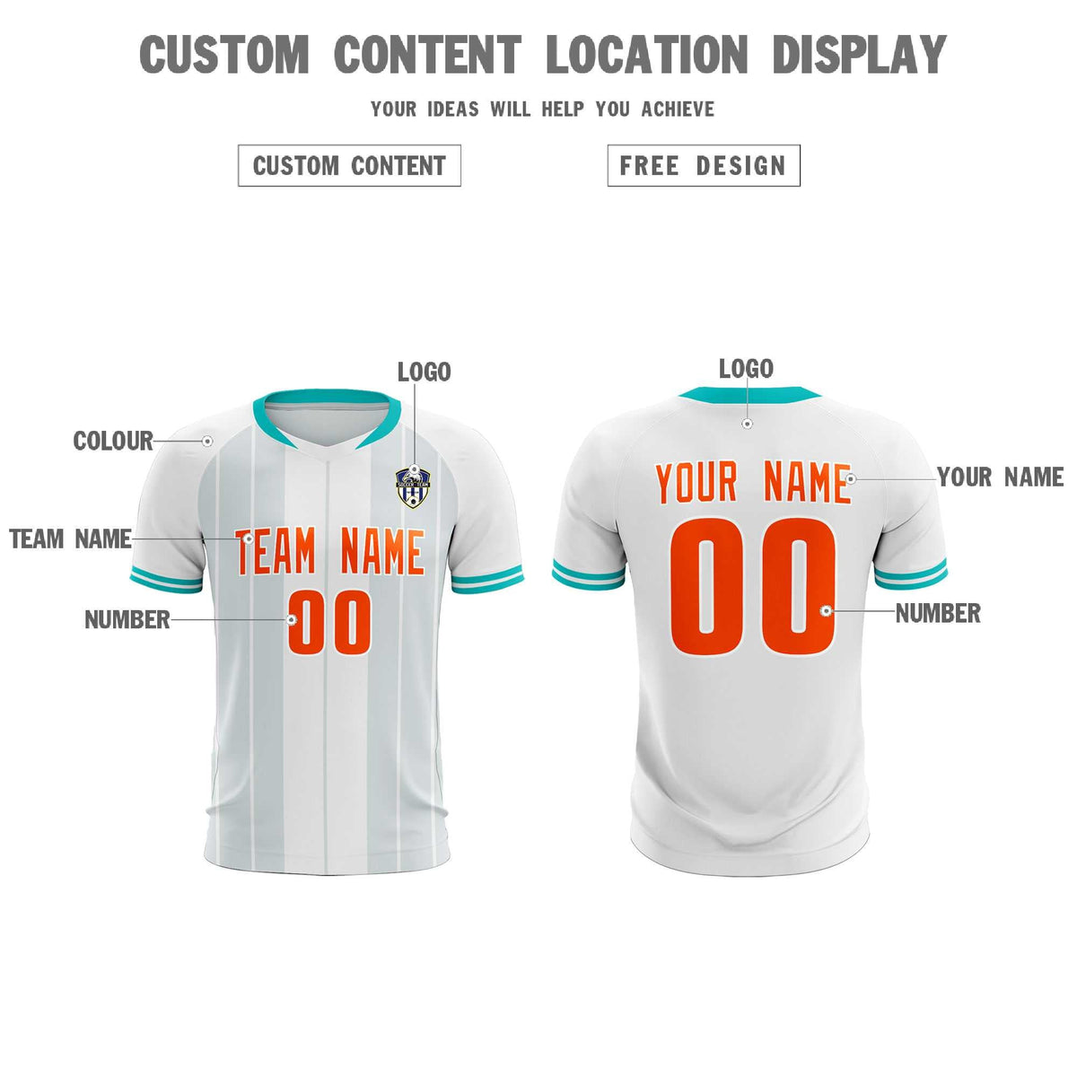 Custom White Classic Striped Personalized Soccer Tops/Sets Jersey