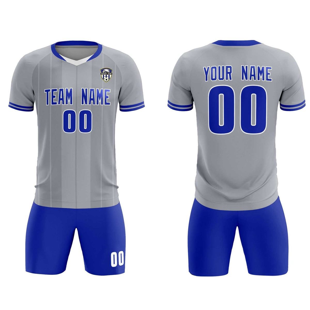 Custom Gray Classic Striped Personalized Soccer Tops/Sets Jersey