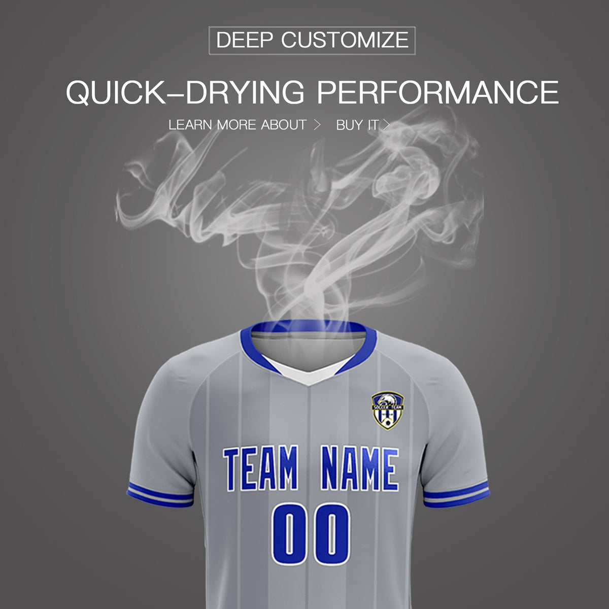 Custom Gray Classic Striped Personalized Football Kit Jersey