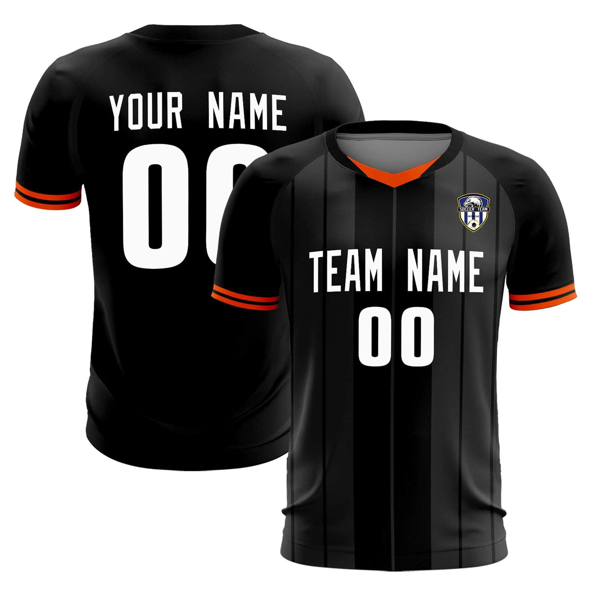 Custom Black Classic Striped Personalized Football Kit Jersey