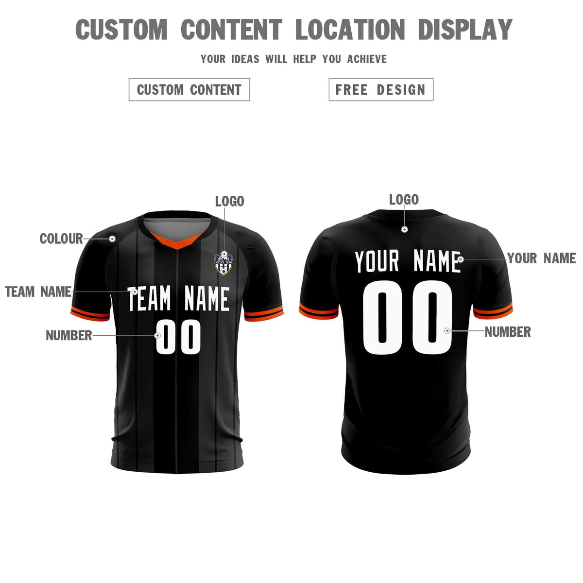Custom Black Classic Striped Personalized Football Kit Jersey