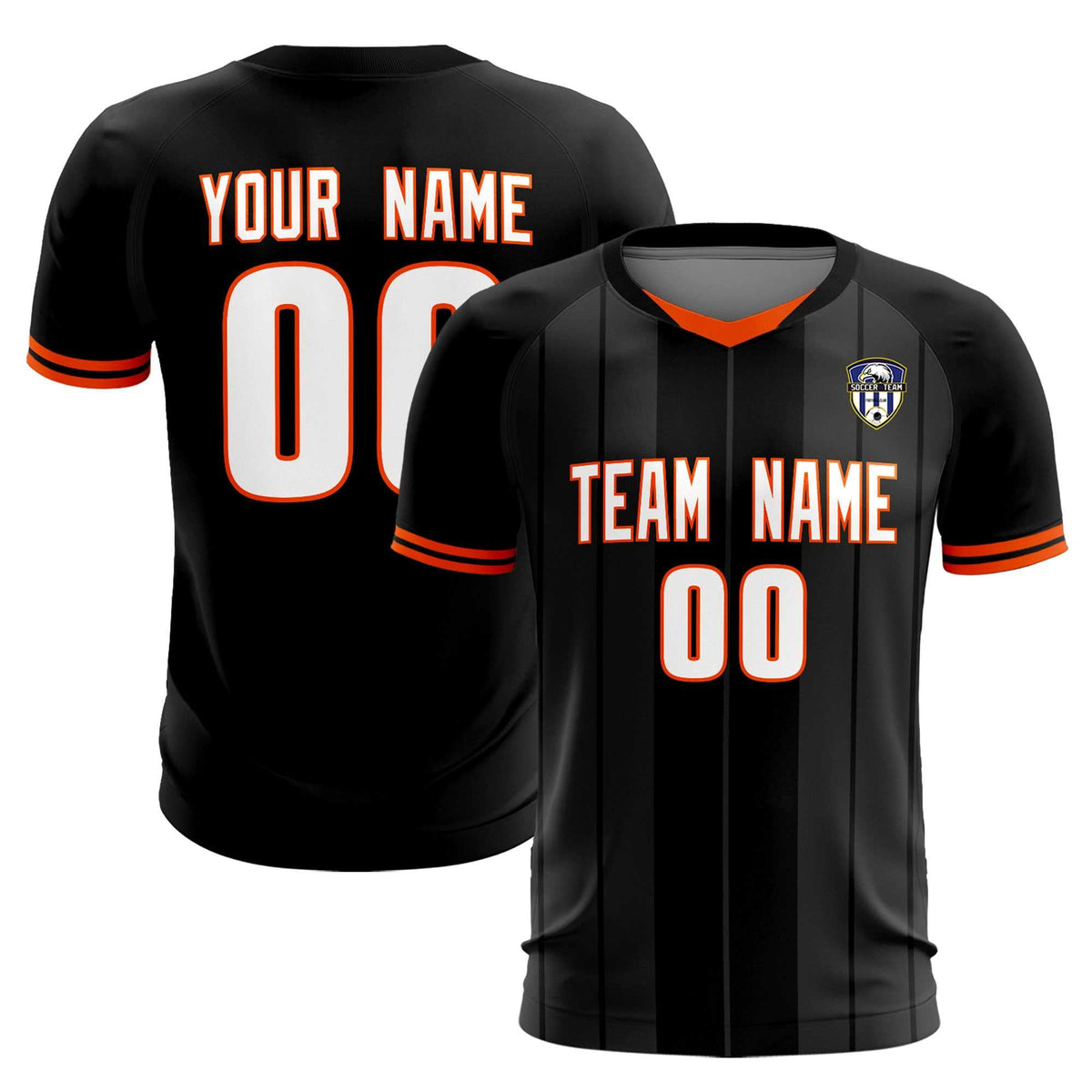 Custom Black Classic Striped Personalized Football Kit Jersey