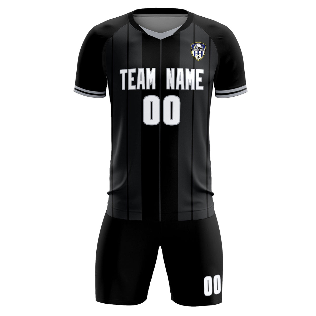 Custom Black Classic Striped Personalized Football Kit Jersey