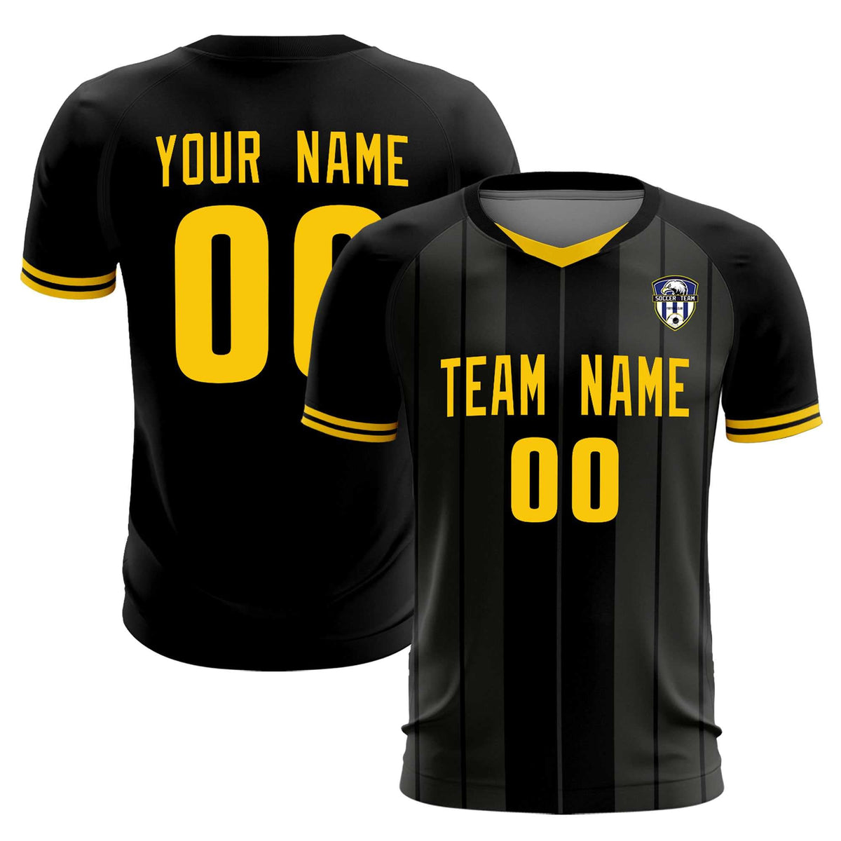 Custom Black Classic Striped Personalized Football Kit Jersey
