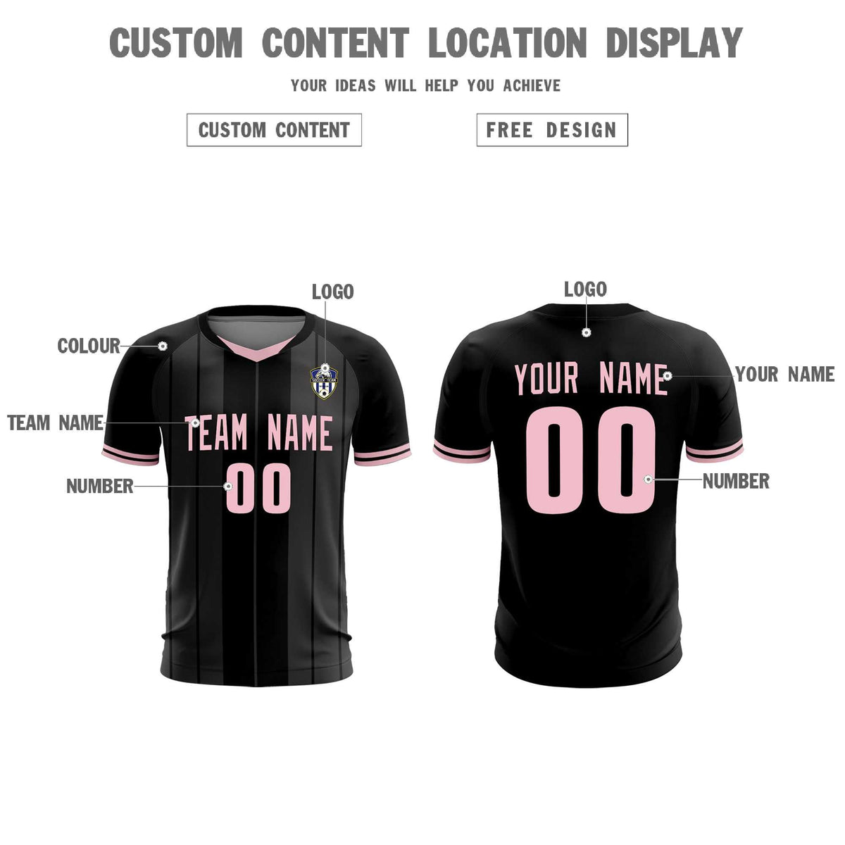 Custom Black Classic Striped Personalized Football Kit Jersey