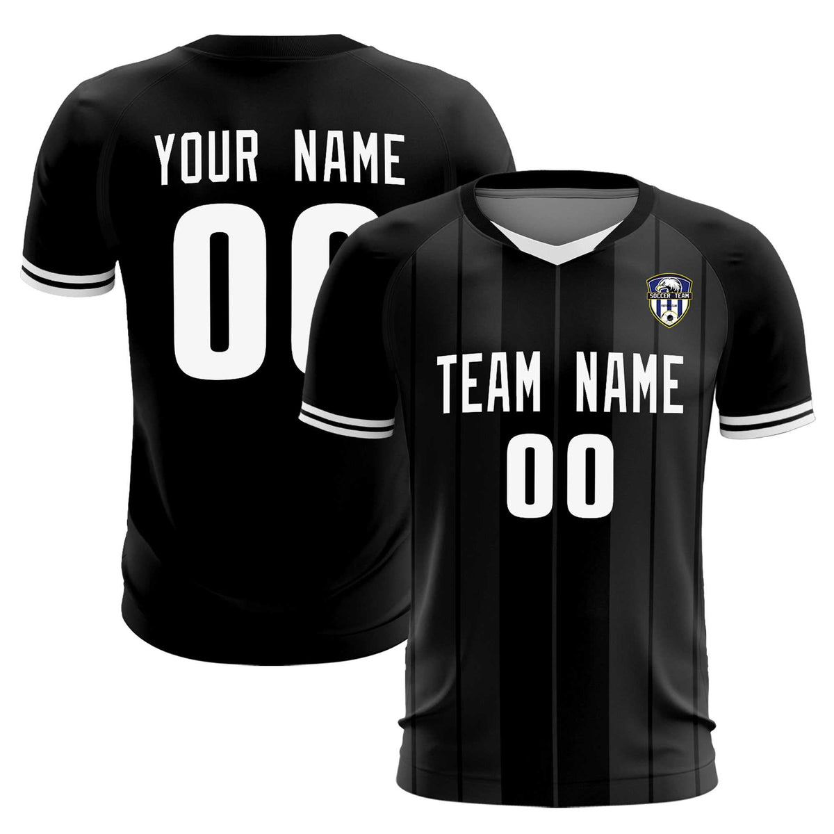 Custom Black Classic Striped Personalized Football Kit Jersey